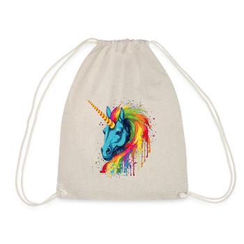 Colorful unicorn with rainbow mane - Drawstring Bag - nature - Front
