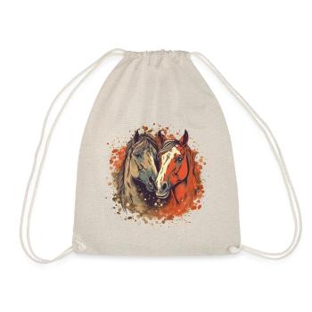 Two horses in love - horse motif - Drawstring Bag - nature - Front