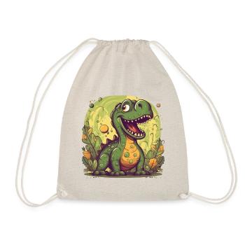 Cute dino in green, cute dinosaur motif - Drawstring Bag - nature - Front