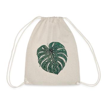 Dotted Monstera Leaf, Plant Motif - Drawstring Bag - nature - Front