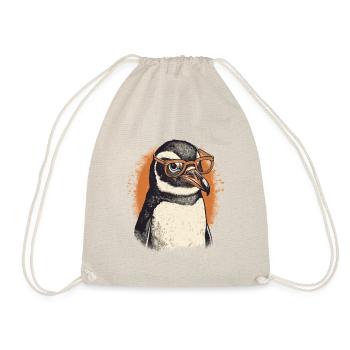 Nerdy penguin with orange glasses - Drawstring Bag - nature - Front