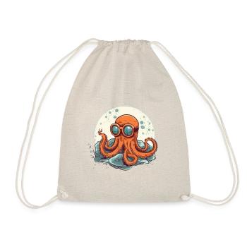 Nerdy Comic Octopus with Glasses - Drawstring Bag - nature - Front