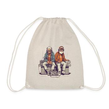 Two cool older gentlemen hanging out - hipster style - Drawstring Bag - nature - Front