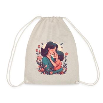 Beautiful Mother's Day design, child hugging mother - Drawstring Bag - nature - Front