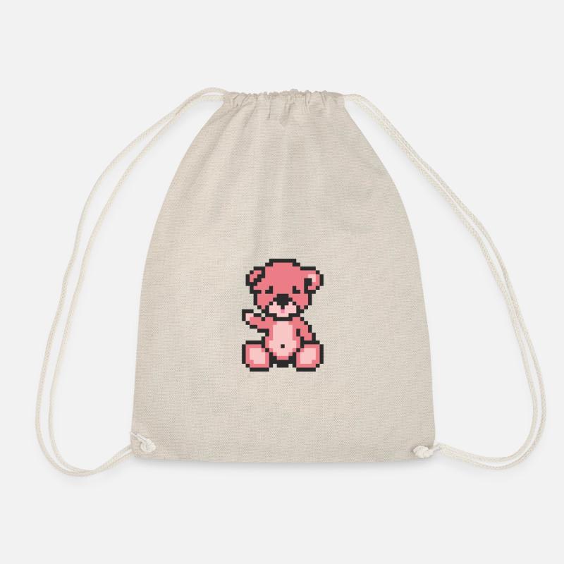 Pixel Bear Candy - Drawstring Bag - nature