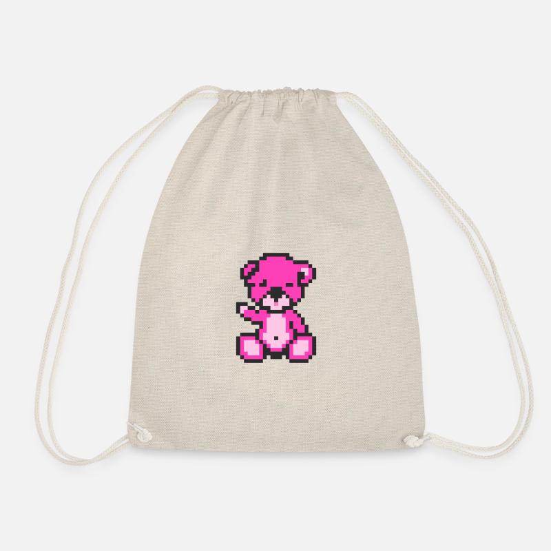 Pixel Bear Neon Magenta - Drawstring Bag - nature