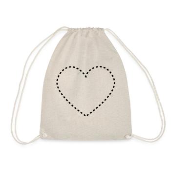 dashed_heart_1c - Drawstring Bag - nature - Front