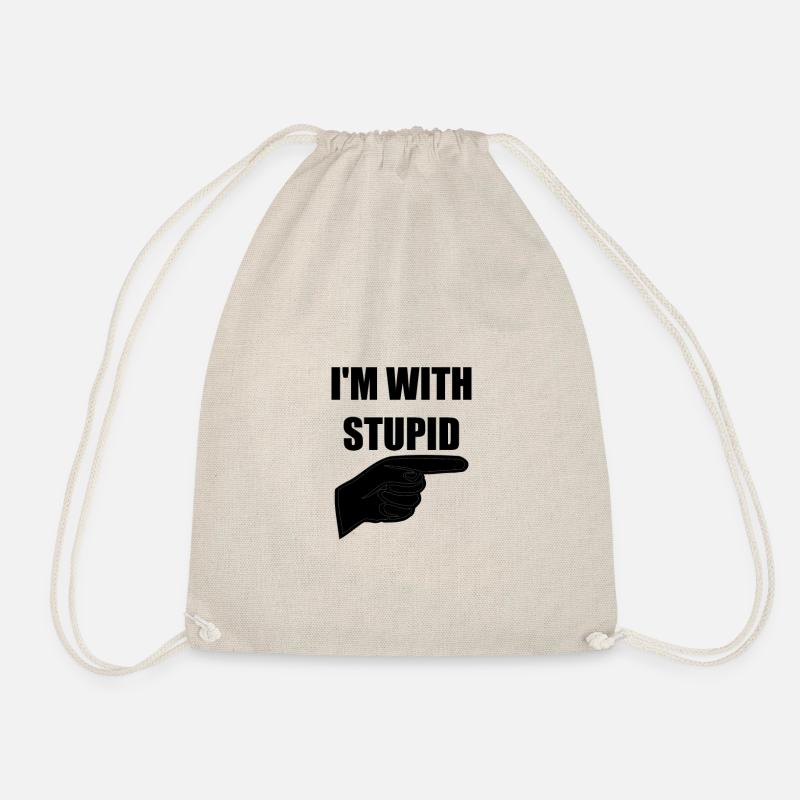 Im with stupid - Drawstring Bag - nature