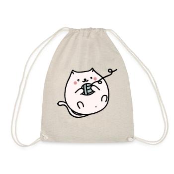 Cute cat with ball of wool - Drawstring Bag - nature - Front