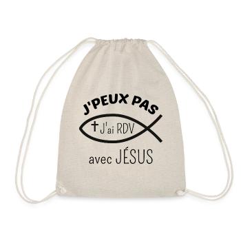 J'peux pas j'ai rendez-vous avec Jésus / Cadeau - Sac de sport léger - nature - Devant