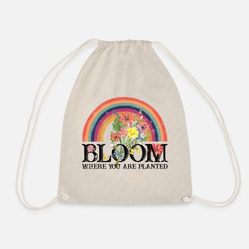 bloom where you are planted Rainbow Blooms - Drawstring Bag - nature