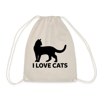 I Love Cats - Drawstring Bag - nature - Front