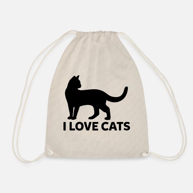 I Love Cats - Drawstring Bag - nature