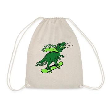 T-Rex Skateboard Dinosaur Skating Skater - Drawstring Bag - nature - Front