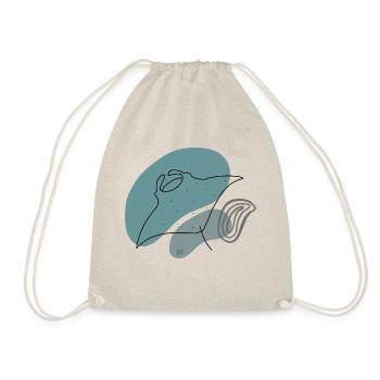 "Manta", Boho Line Art Design, Series "Ocean" - Drawstring Bag - nature - Front