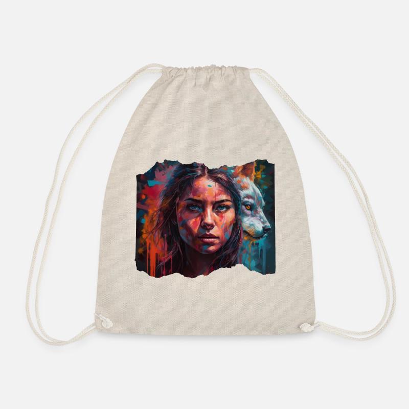 She wolf Daughter - Drawstring Bag - nature
