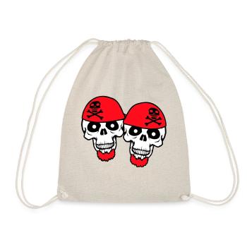 2 Crâne de pirate Squelette Crâne Équipe d’Halloween - Sac de sport léger - nature - Devant