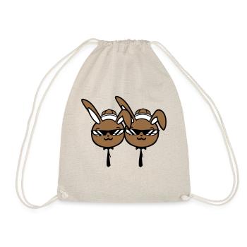 2 Sunglasses Bunnies Friends Team Crew Pair Two - Drawstring Bag - nature - Front