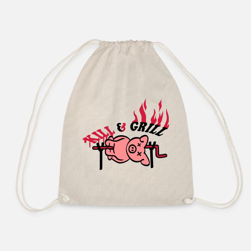 Kill And Grill Pig - Drawstring Bag - nature