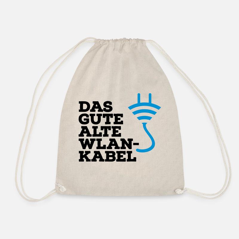 WLAN Kabel Computer Shirt - Turnbeutel - Natur