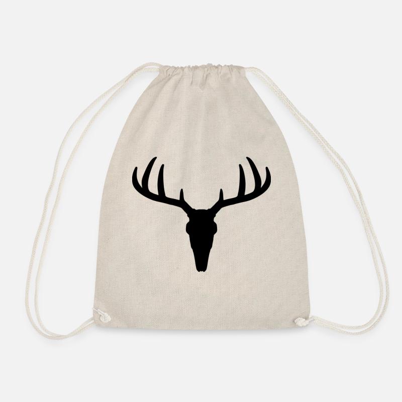 Deer Antler Silhouette - Drawstring Bag - nature