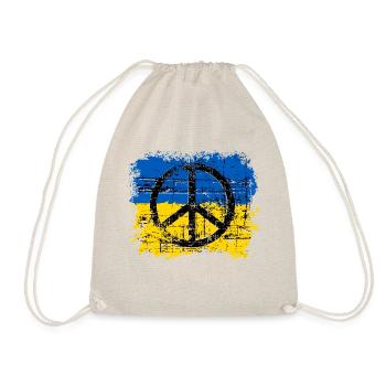 Ukraine Shirt mit Flagge und Peace Zeichen - Turnbeutel - Natur - Vorne