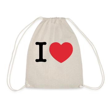 I Love | Love | I Heart - Drawstring Bag - nature - Front