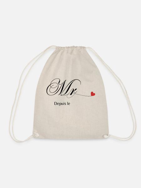 T-shirt personnalisé de couple assorti Mr et Mme - Sac de sport léger - nature