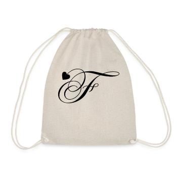 Lettre f calligraphie cœur - Sac de sport léger - nature - Devant