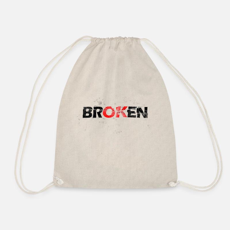 Broken dunkel - Turnbeutel - Natur