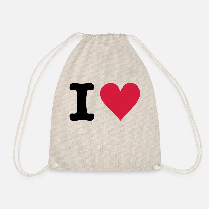 I - HEART - Drawstring Bag - nature