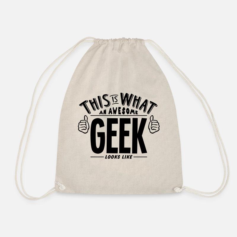 awesome geek looks like pro design - Drawstring Bag - nature