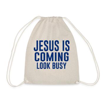 Jesus Funny Sayings God fun Saying office - Drawstring Bag - nature - Front