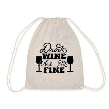 Drink Wine and Feel Fine - Drawstring Bag - nature - Front