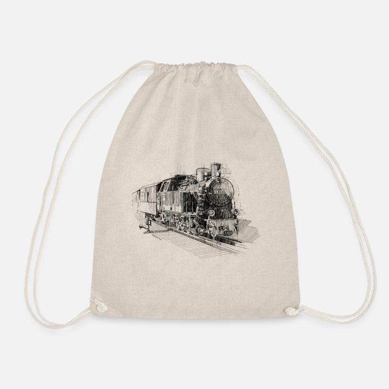 Locomotive drawing - Drawstring Bag - nature
