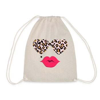 Leopardenbrille mit Lippen - Turnbeutel - Natur - Vorne