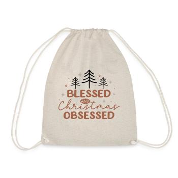 Christmas Obsessed- Christmas Gif - Drawstring Bag - nature - Front