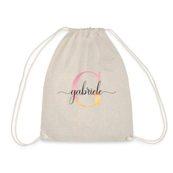 G| Monogramm | Name | Gabriele |Watercolor - Turnbeutel - Natur - Vorne