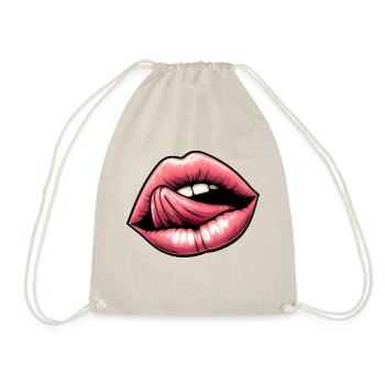 Sexy Pretty Lips & Tongue - Sensual Charm - Drawstring Bag - nature - Front