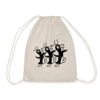 3 crazy penguins running stupid team friends crew - Drawstring Bag - nature - Front