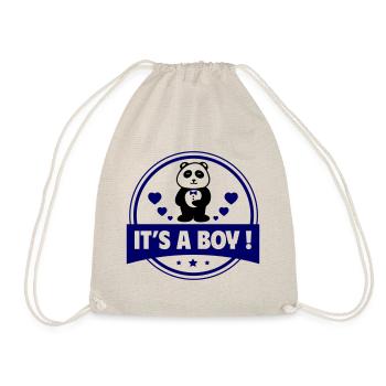 It's a Boy - Baby Announcement Panda Design - Drawstring Bag - nature - Front