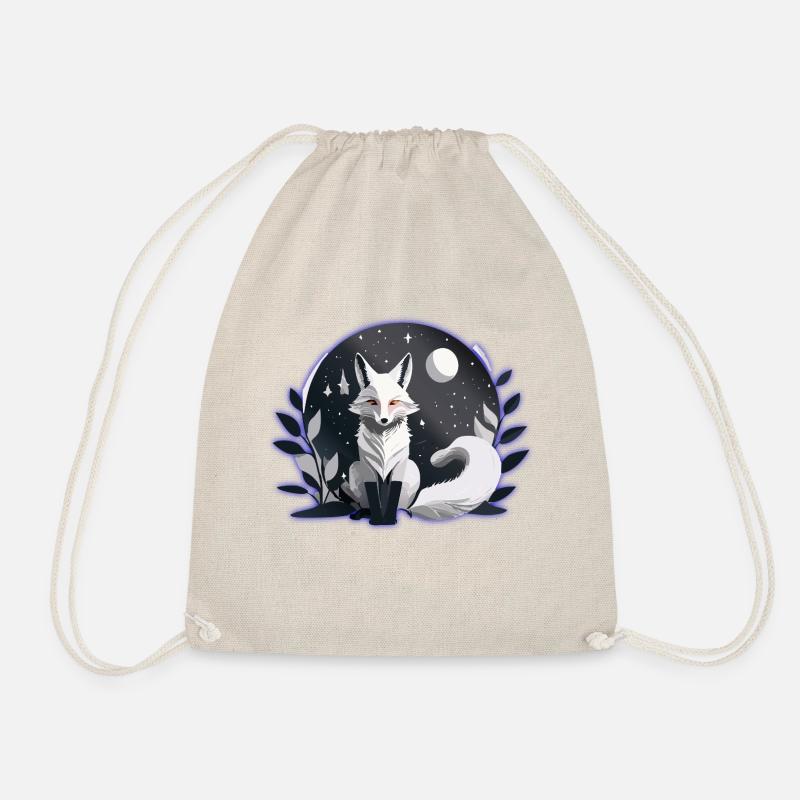 Mystischer Weißfuchs – Nacht & Mond Design - Turnbeutel - Natur