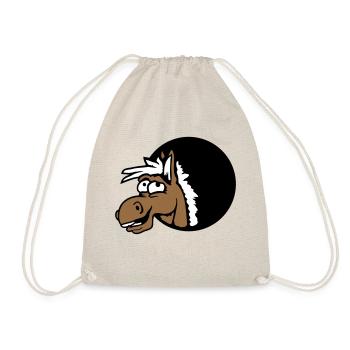 Horse Laughing Funny Hole Funny Grimace Cartoon - Drawstring Bag - nature - Front