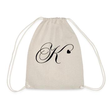Letter k heart calligraphy - Drawstring Bag - nature - Front