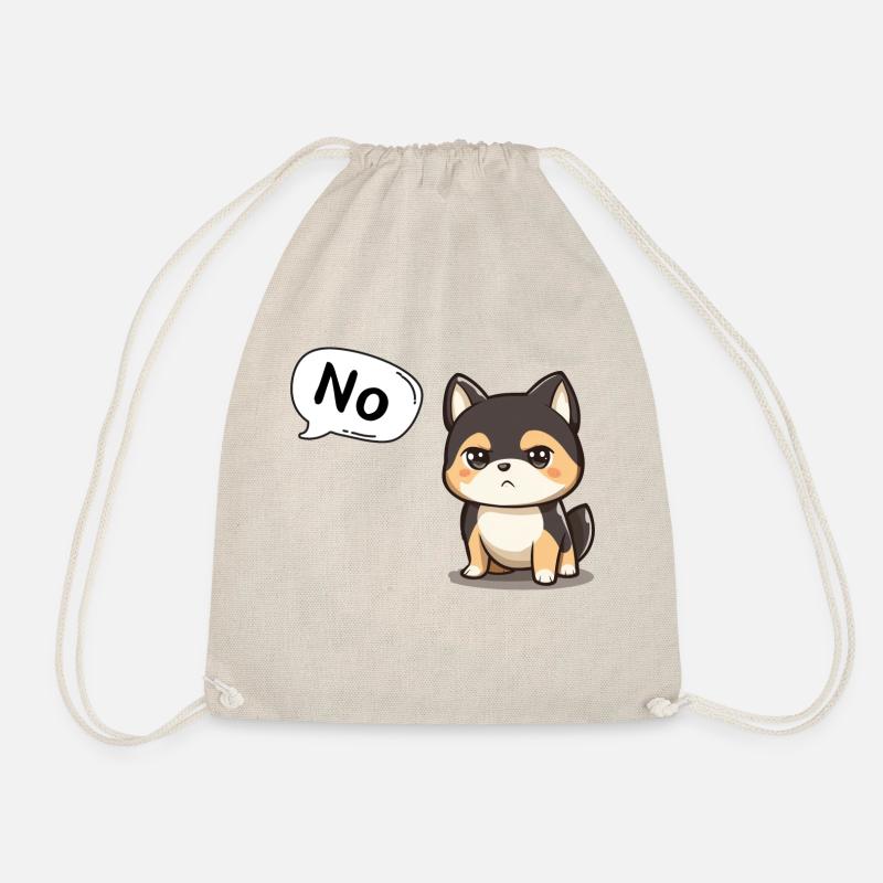 No, dissatisfied cute akita dog - Drawstring Bag - nature