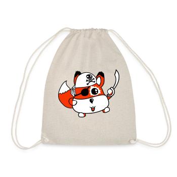 Little Cute Fox Pirate Animal Saber Eye Patch - Drawstring Bag - nature - Front
