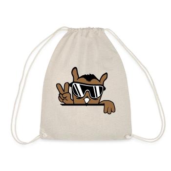 Cool Owl Peace Hand Sign Victory Sunglasses - Drawstring Bag - nature - Front