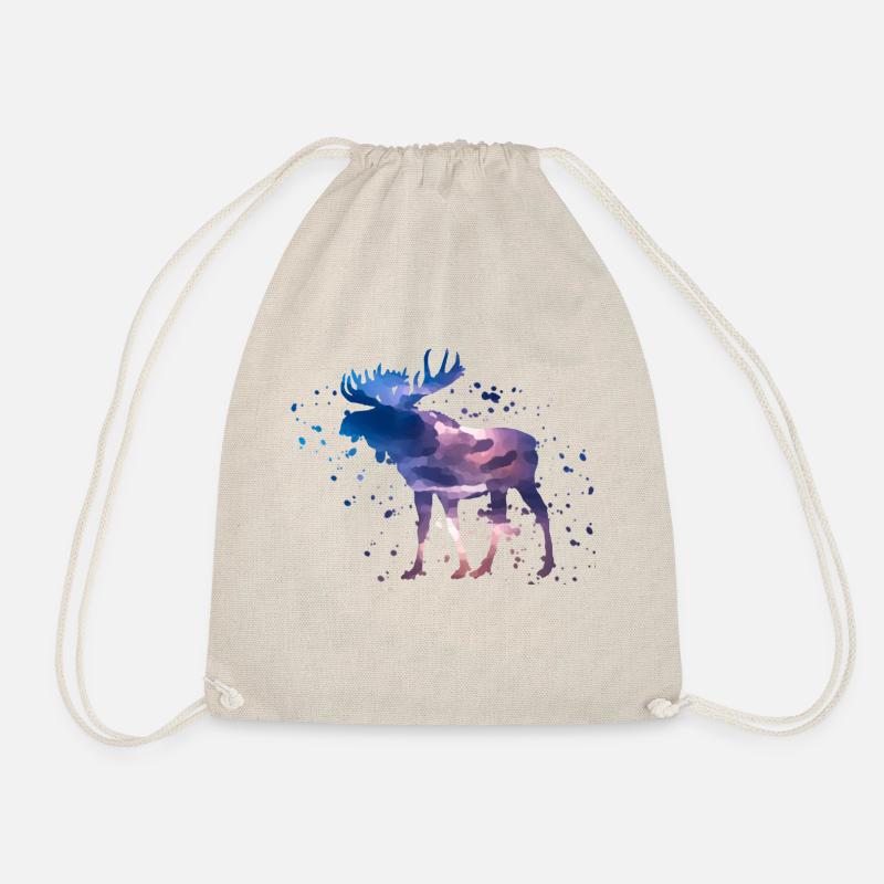 Watercolor moose - Drawstring Bag - nature