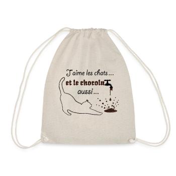 J'aime les chats et le chocolat - Humour - Sac de sport léger - nature - Devant
