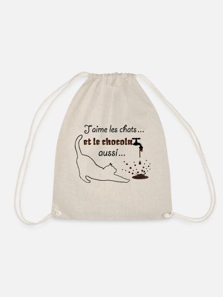 J'aime les chats et le chocolat - Humour - Sac de sport léger - nature